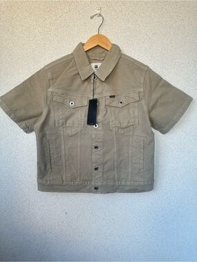 G-Star RAW Arc Jacket S/S Beige Canvas Stretch Cropped Utility Jacket M, NWT